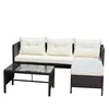 Outdoor Patio Furniture Sets 3 Piece Set Wicker Ratten Sectional Sofa With Seat Cushions(Beige Cushion) 2