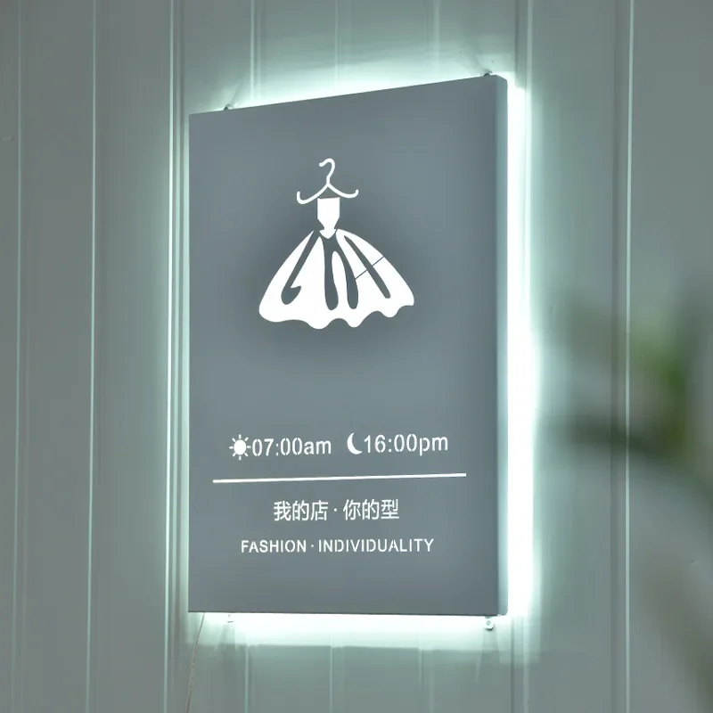 

Custom Door signboard billboard making outdoor wall sticking display board stainless steel luminous word hollow light box