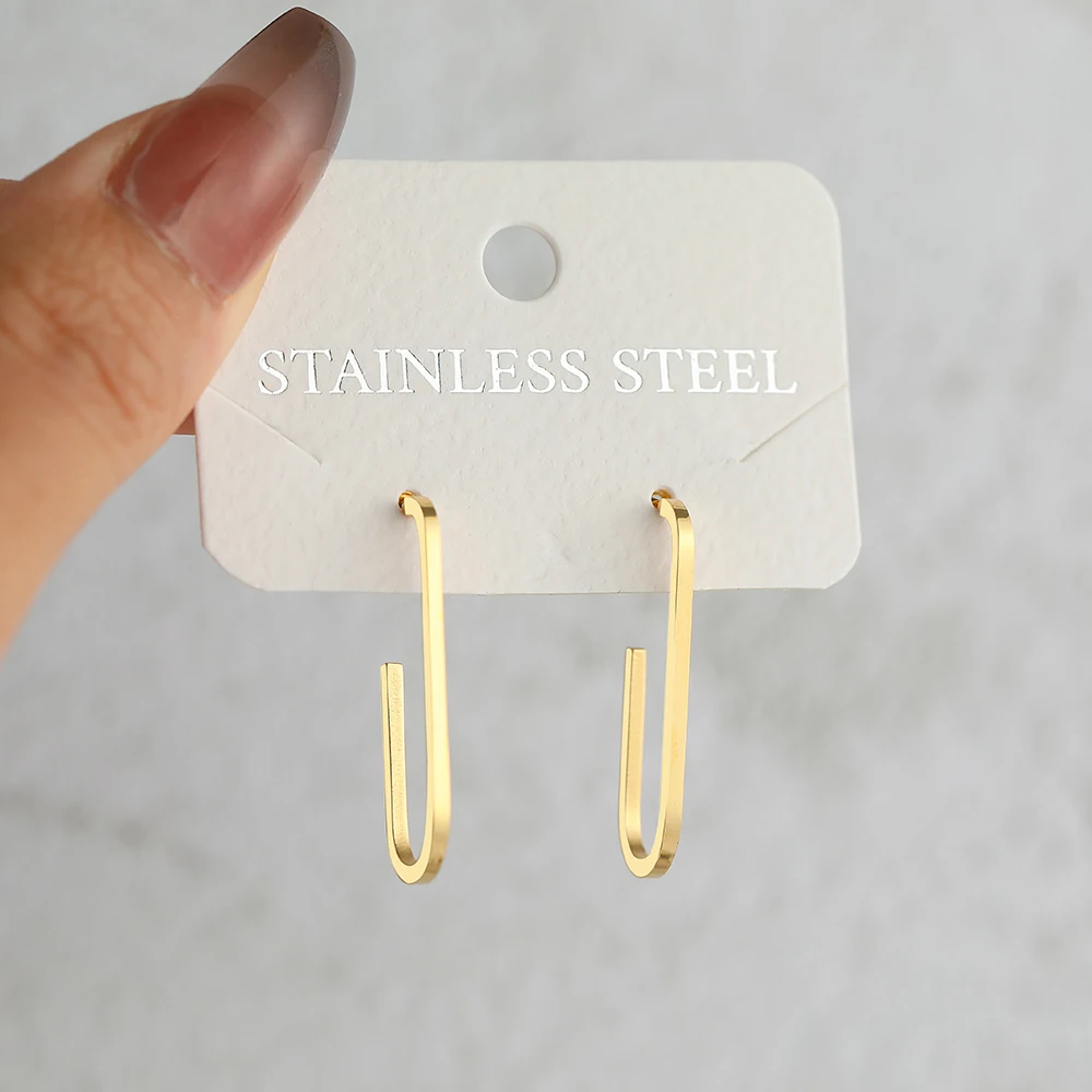 Stainless Steel Earrings Geometric Three-Dimensional Rounded Rectangle Stud Earrings For Women Jewelry Gothic Punk Fashion Gifts - Image 3