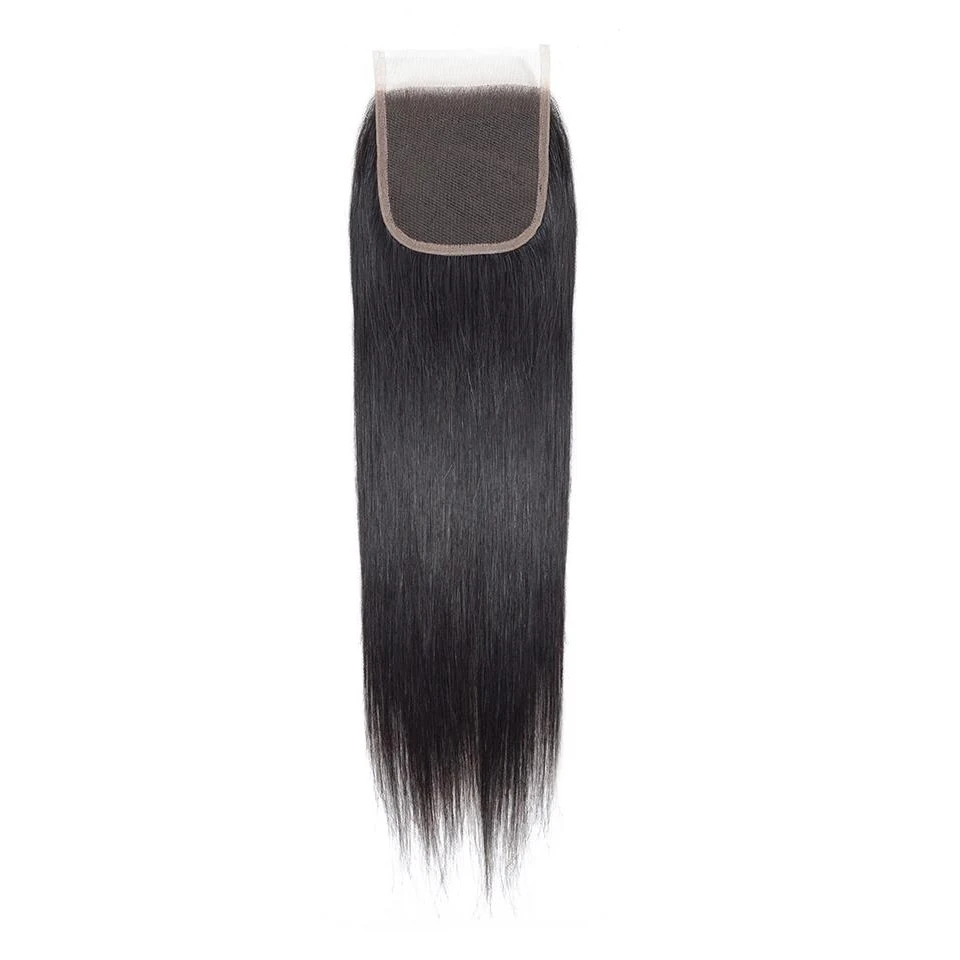 HairUGo Straight 4x4 Lace Closure Natural Hair Closure Brazilian Human Hair With Baby Remy Extensions Transparent