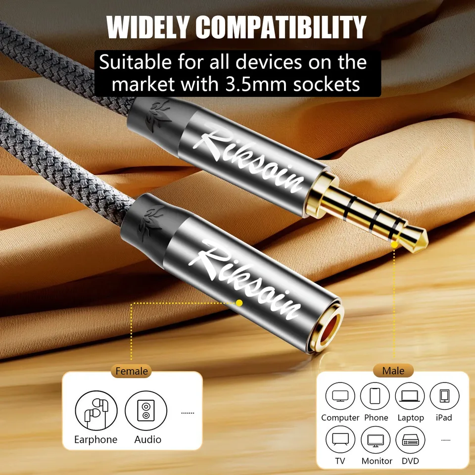 Qczhiwen Cavo di prolunga da jack TRRS maschio da 3,5 mm a jack TRRS femmina