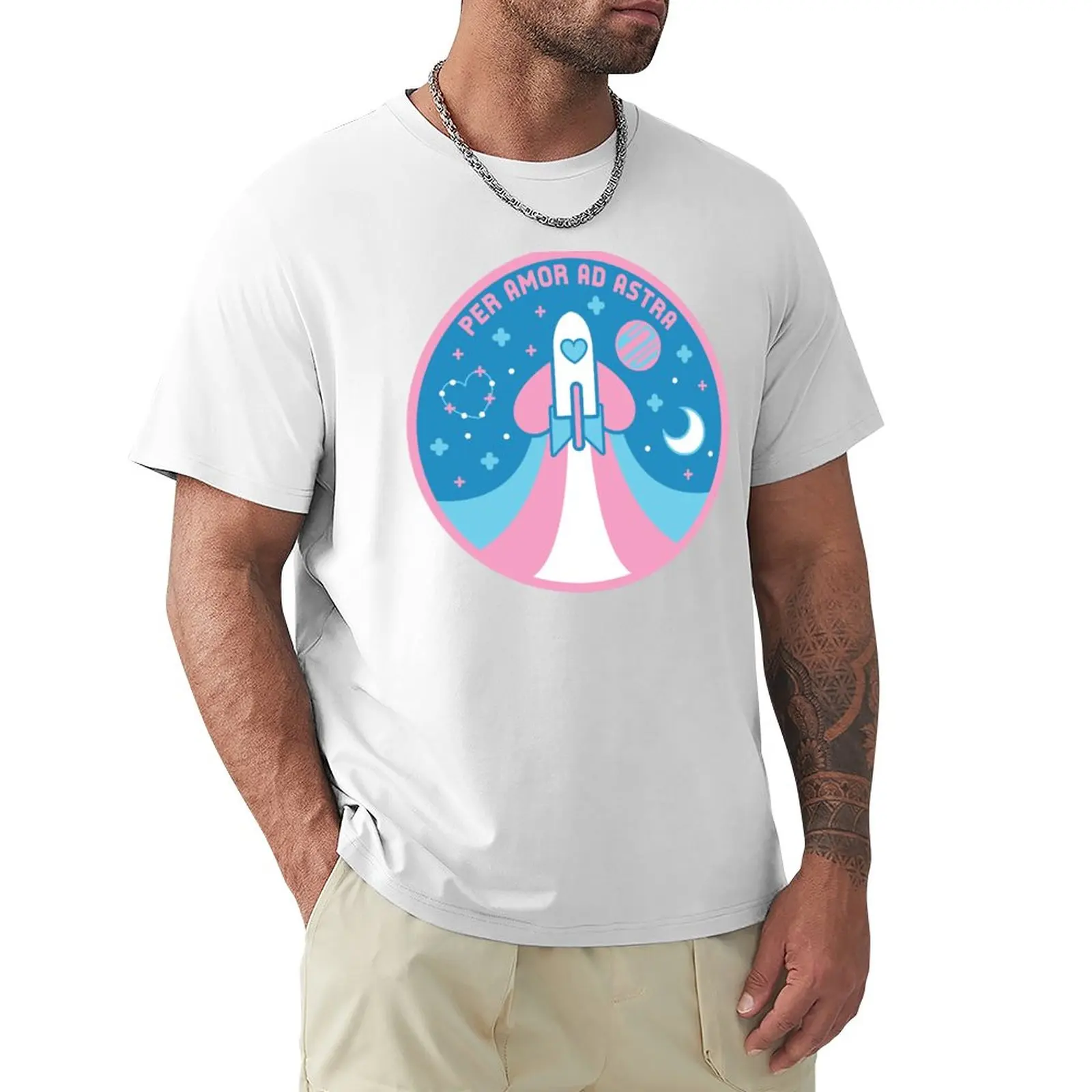 

Space Pride - Transgender Flag T-Shirt summer top sports fans mens workout shirts
