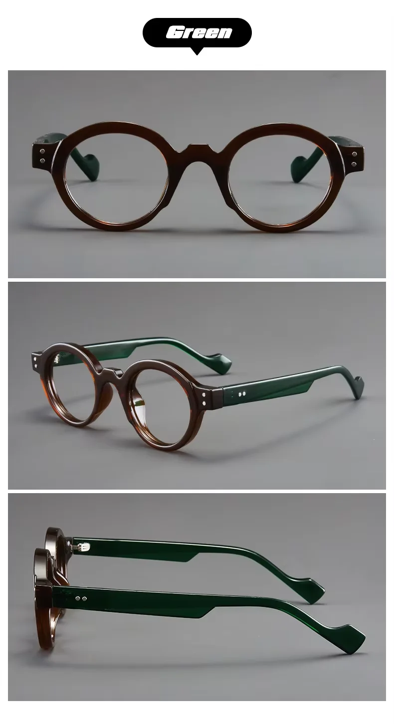 Retro Herren-Lesebrille Anti-Blaulicht-Brille Trendige Runde Fassung Damen Alterssichtbrille Computer-Optikgestell – Detail 12