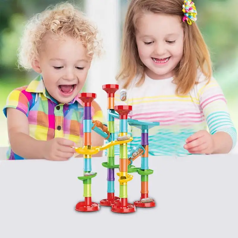 Marble Run Race Track Building Blocks Kids 3D Maze Ball Roll Toy DIY Marble Run Race Coaster Set 45/50pcs Birthday Gifts