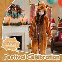 MICHLEY Carnaval Capybara Flannel Blanket Sleepers Onesie Hooded Children Costume Clothes Jumpsuit Sleepwear For Boys Girls 5