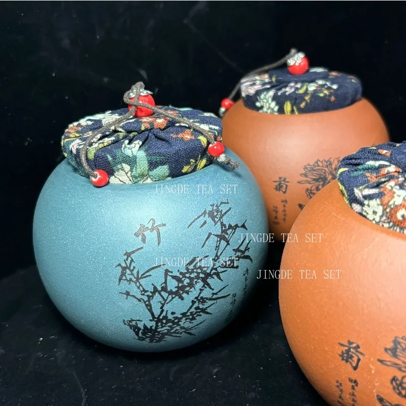 Chinese Yixing Purple Clay Tea Jar Sealed Tea Storage Tin Moisture-proof Pu 'er Tea Box Zisha Tea Accessories Coffee Container
