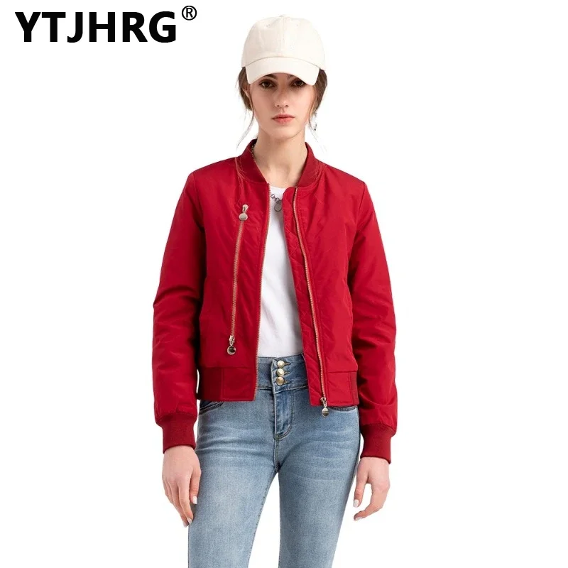 

YTJHRG Jackets Women's Coats Long Sleeve Female Clothing Winter Pilot Ladies Zipper Autumn Fashion with Pocket Outwear 2023 New