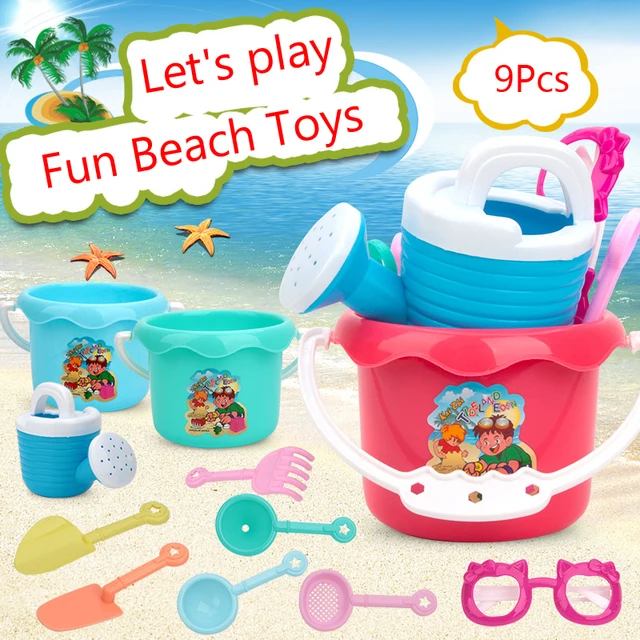 9Pcs Children Summer Outdoor Seaside Beach Toy Set Shovel Bucket Tool Sand Digging Game Color Multifunctional Puzzle Gift XPY 2