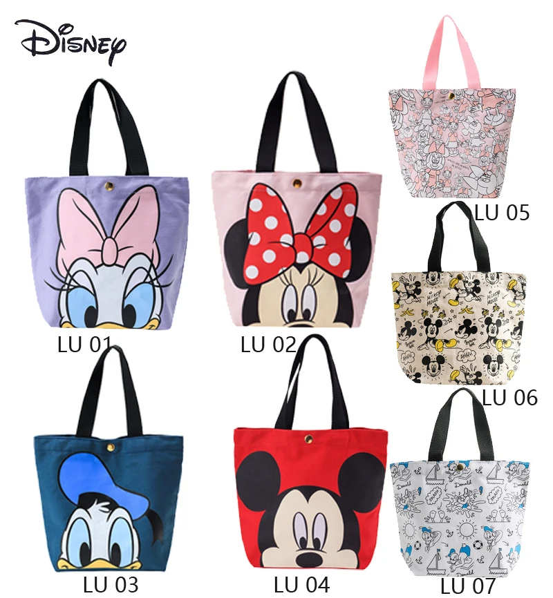 Disney Mickey Mouse Donald Duck Lunch Bag Canvas Shoulder Bag Korean Women Kids Lunchbox Picnic Supplies Insulated Cooler Bags 1