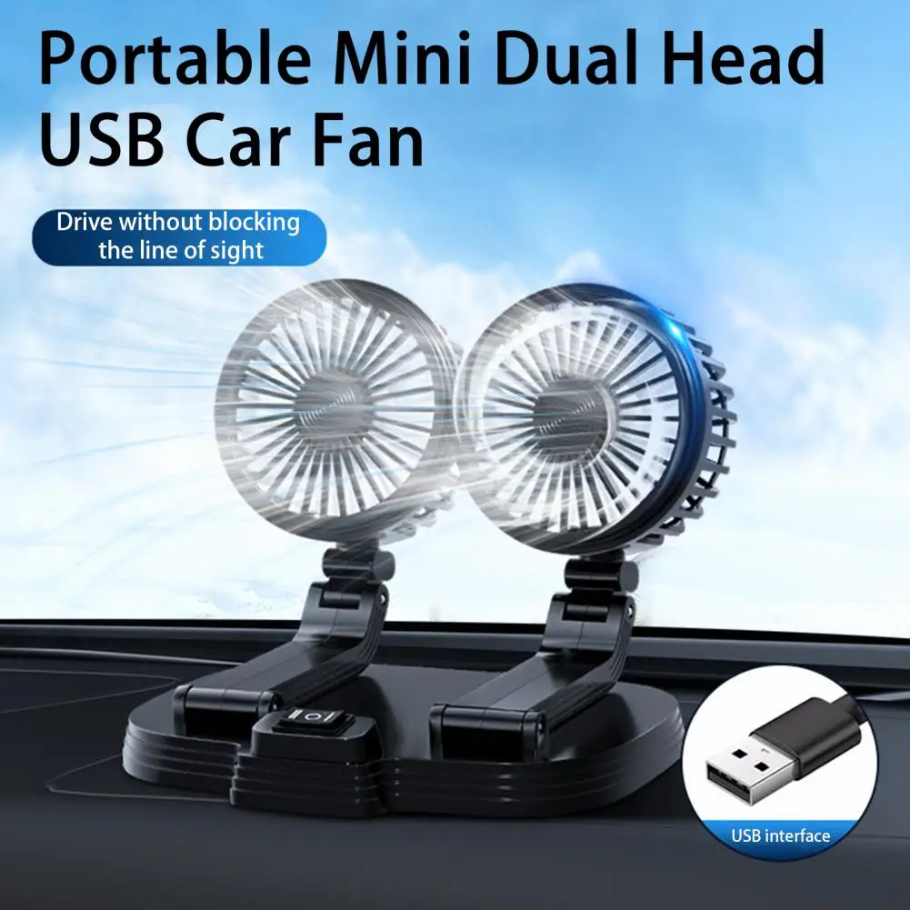 

Dashboard Fan Convenient Low Noise Metal Dashboard Dual Head USB Air Fan Vehicle Supplies