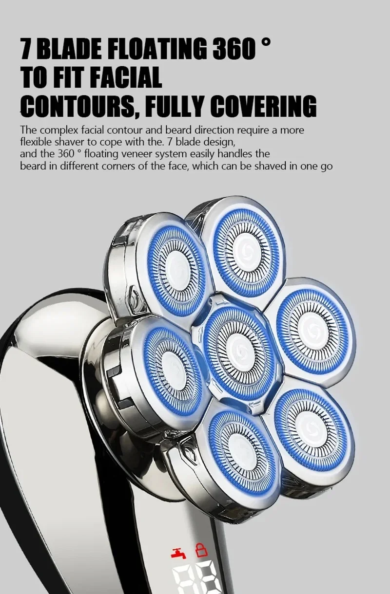 Electric Shaver For Men 5-in-1 Rechargeable Beard Trimmer Head_voghion.com