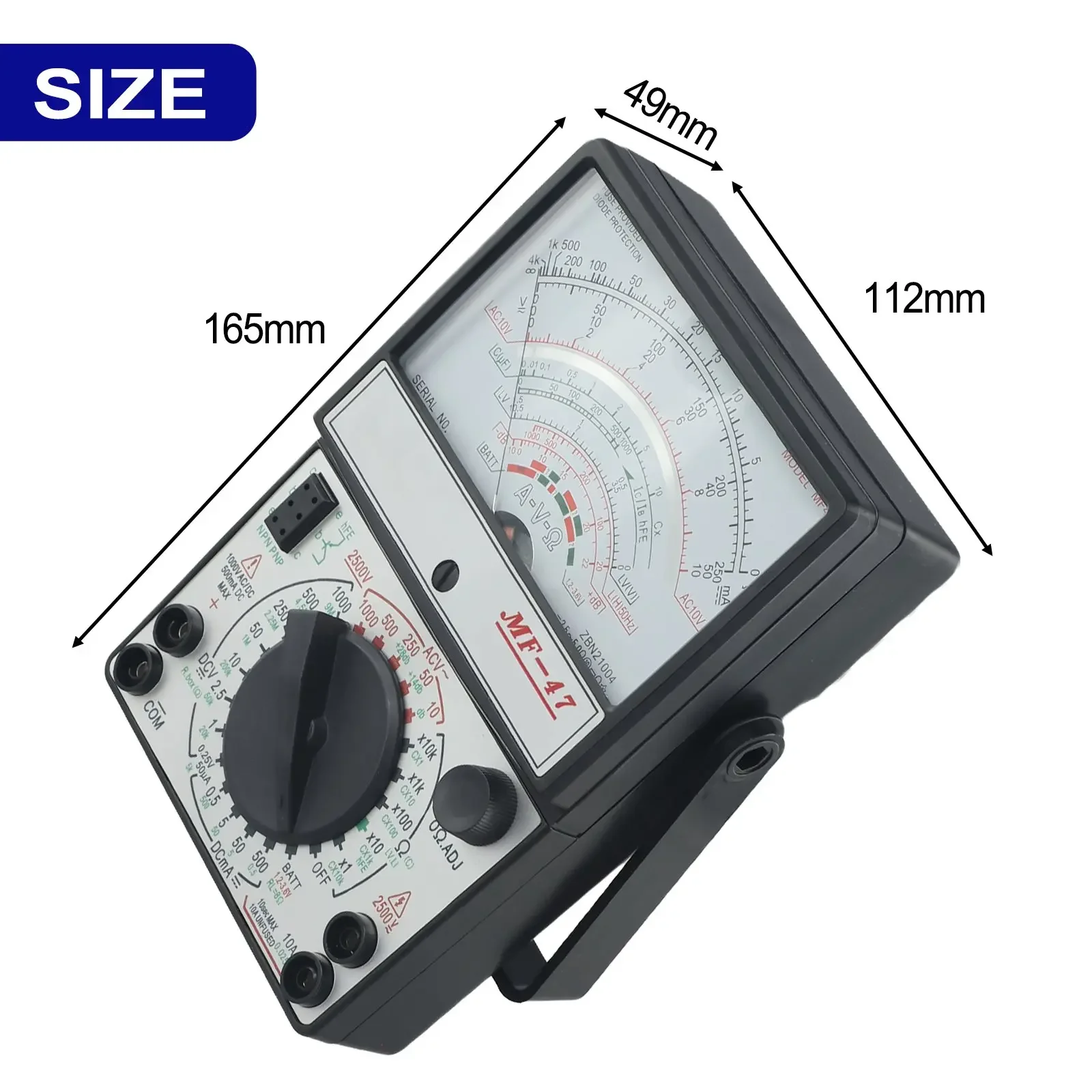 MF-47 Analog Multimeter Analog Multimeter Voltmeter Ammeter Ohmmeter Battery Powered Battery Tester High Quality