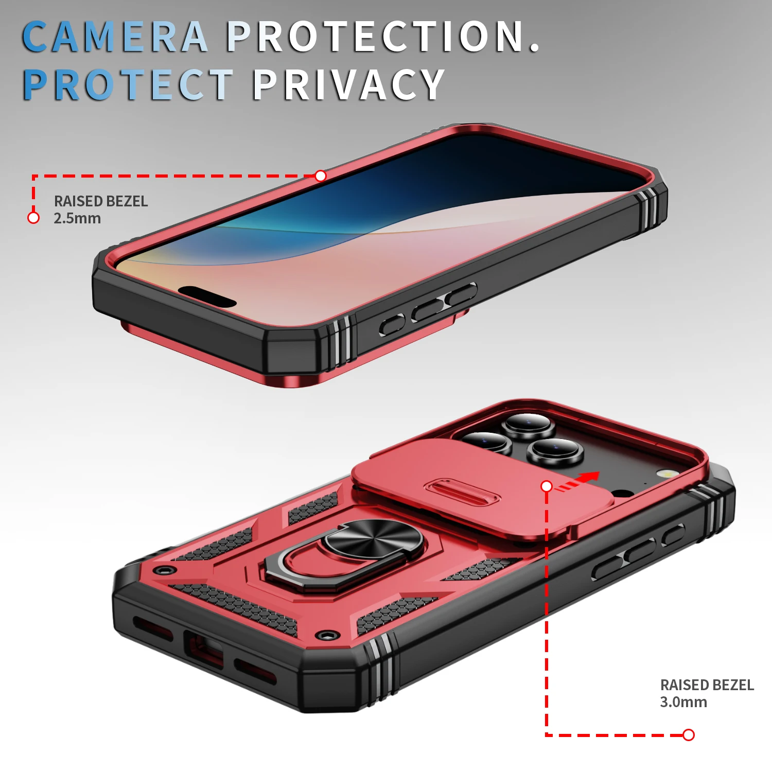 Heavy Duty Phone Case with 360-Degree Kickstand and Camera Protection