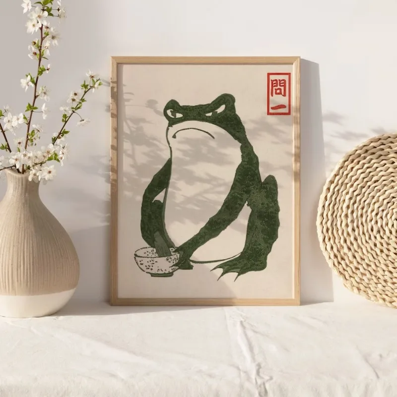 Japan Hajime Matsumoto Green Frog Wall Art Retro Trendy Ukiyo-e