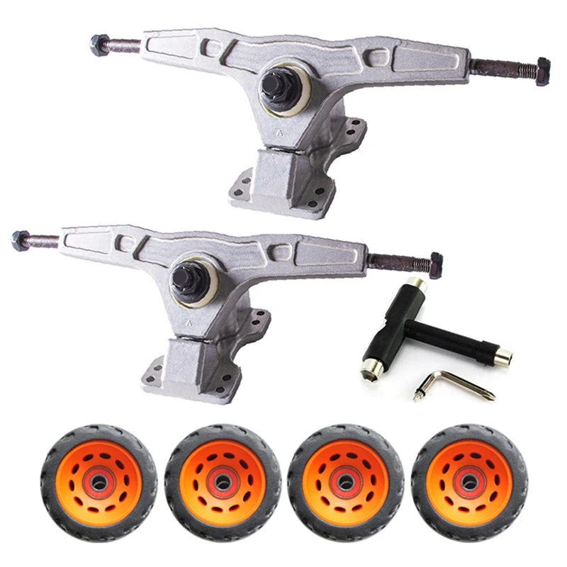 7inch-gravity-skateboard-truck-with-76mm-rubber-offroadskateboard-wheels-608-bearing-complete-kitsilver