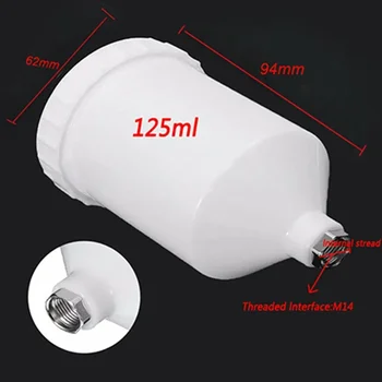 125ml Plastic Paint For H-2000 R-100 HVLP Sprayer Cup Manual Mini Paint Cup Pot Pneumatic Thread Connector For Spray Gun Tools