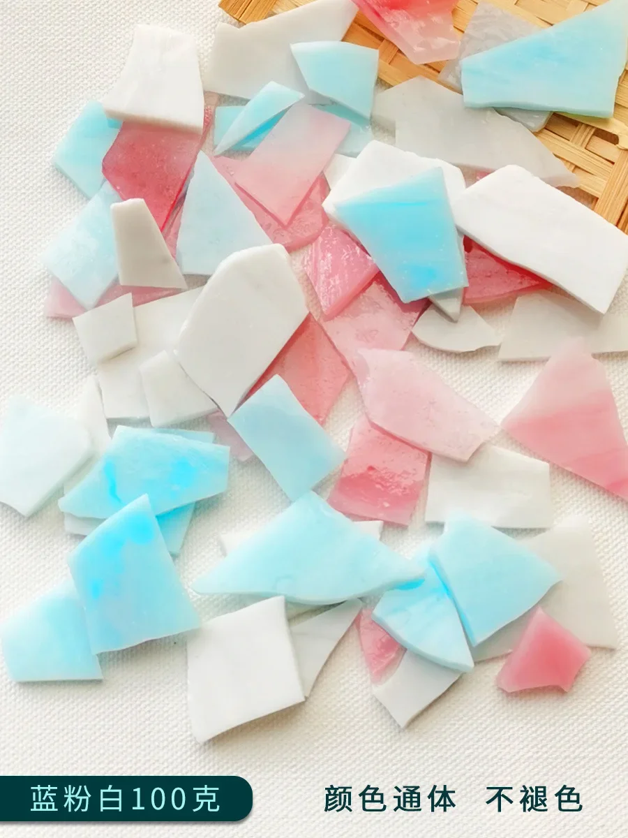 Description Picture 3 of item100g Irregular Shape Mica Mosaic Tiles DIY Craft Colored Fragments Glass Tile Mosaic Making Materials Home Wall Decoration