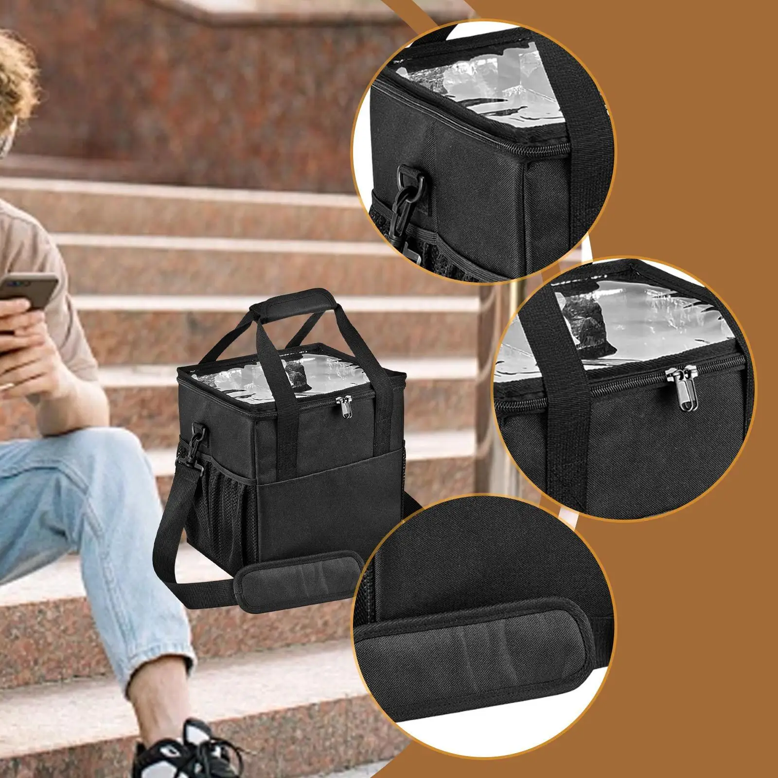 4 Cups Drink Carrier Drink Holder Waterproof Nylon Lightweight Beverage Holder Water Bottle Bag for Outdoor Commute Daily Use