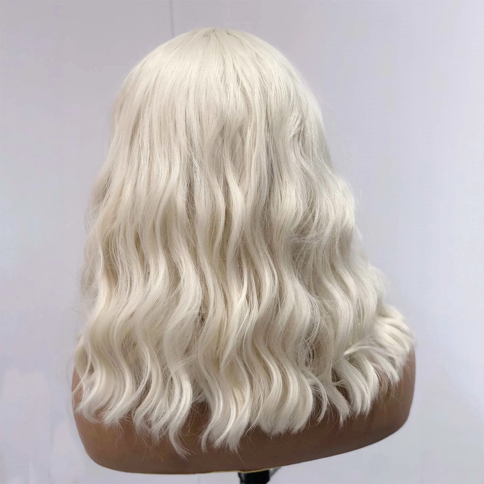 Platinum Blonde Bob Hair Wig Synthetic Lace Front Wig Short Curly Wigs for Women Glueless Wavy Blonde Lace Front Bob Wigs synthetic wig