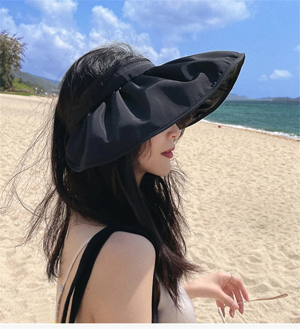 Women Sunshade Hat UV Protection Dual Use Hair Hoop Shell Sun Caps Outdoor  Beach