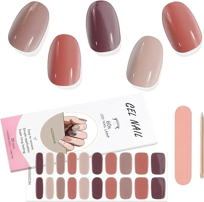 Premium Semi-Cured Nail Wraps Set - Waterproof, Long-Lasting Gel Nail Stickers