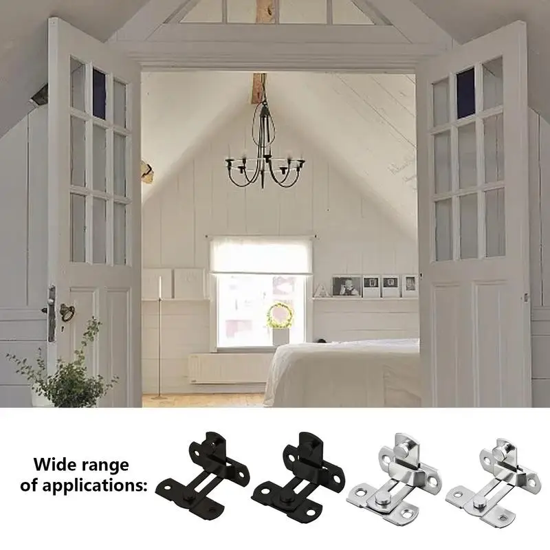 

90 Degree Door Lock Stainless Steel Sliding Gate Latch Heavy Duty Sliding Door Locks with Screws for Window Cabinet Pet Cages