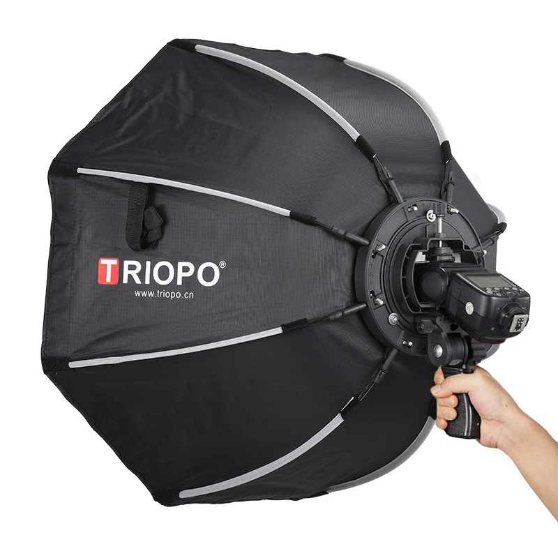 TRIOPO KS 접이식 소프트 박스, 팔각형 소프트 박스 핸들, Godox Yongnuo Speedlite 플래시 라이트, 사진 스튜디오 액세서리, 65cm