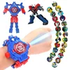 Disney Spiderman 24 Projection Patterns Children Watches for Boy Deformation Robot Projection Electronic Clock Kids Christmas 3