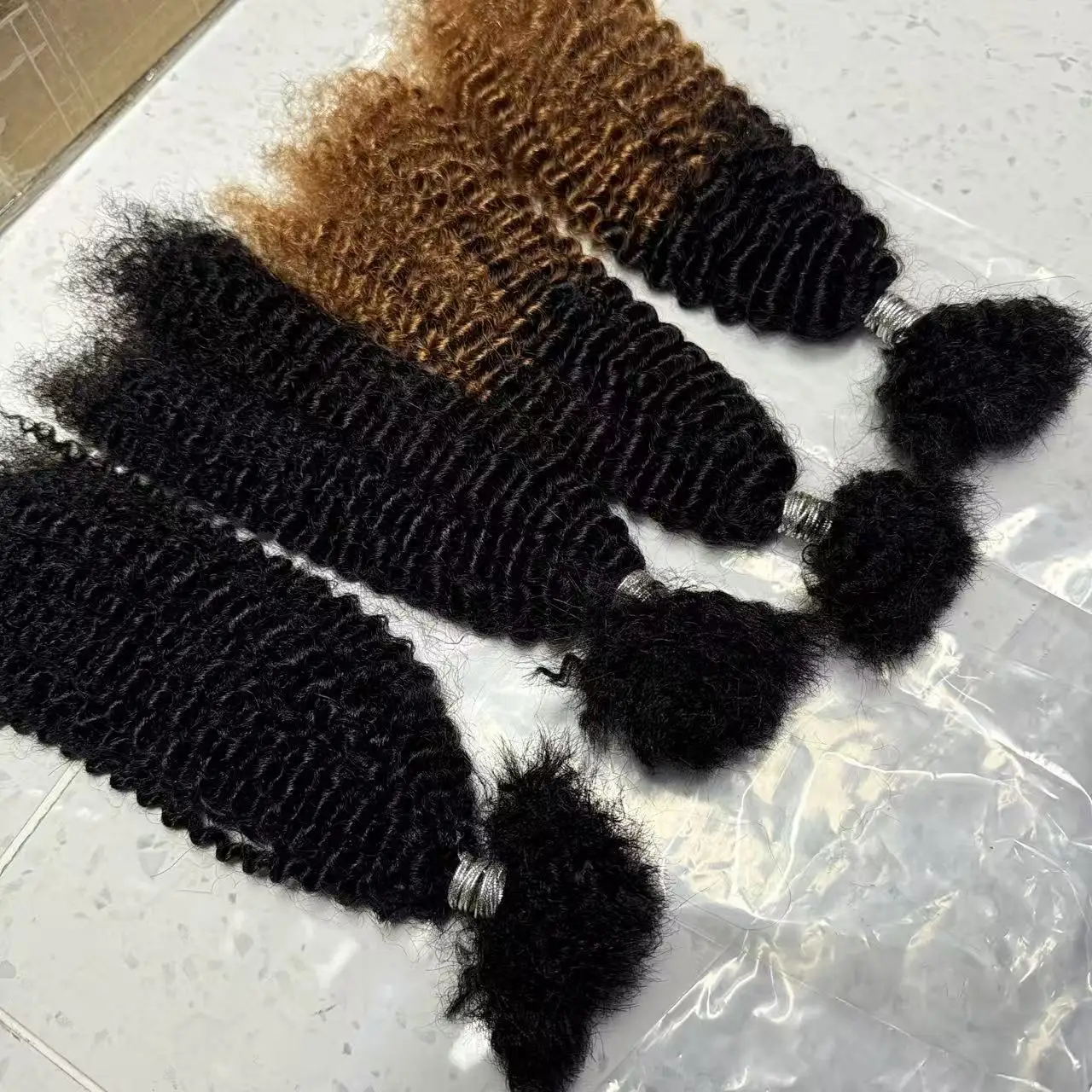 4c kinky hair bundles Twist Braids Afro Kinky Curly Bulk Extension Mini Braids 16Inch Remy Human Hair Bulk No Weft 6