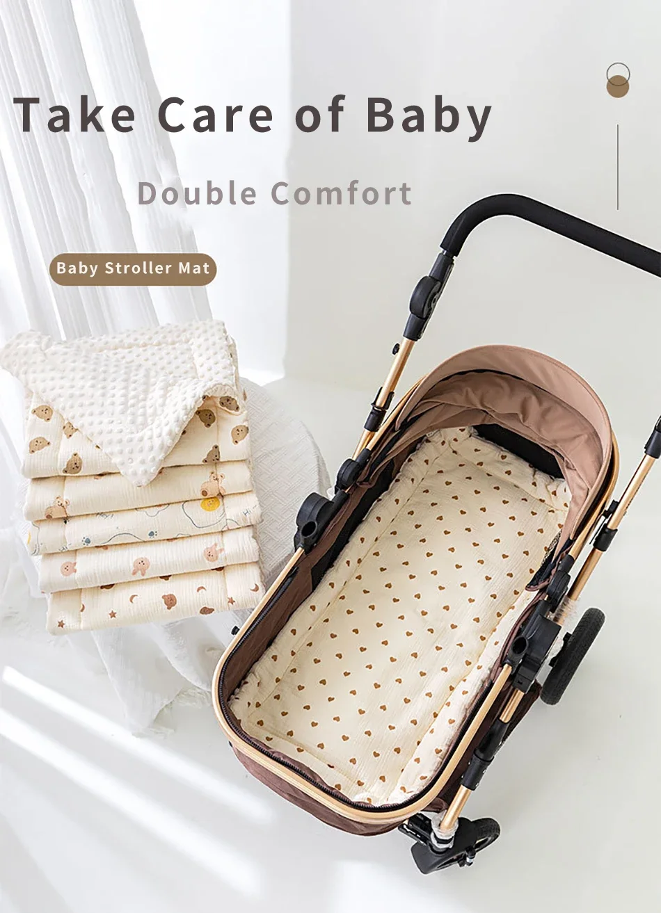 Description Picture 2 of itemCartoon Baby Stroller Seat Cushion Soft Cotton Baby Seat Mat Mattress Kids Pushchair Car Mat Pad Stroller Accessories