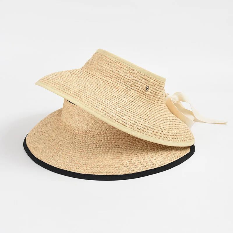 Women’s Summer Designer Straw Sun Hat Foldable Raffia Large Brim Hollow Top Beach Hat Safety Accessories Wide-brim hats