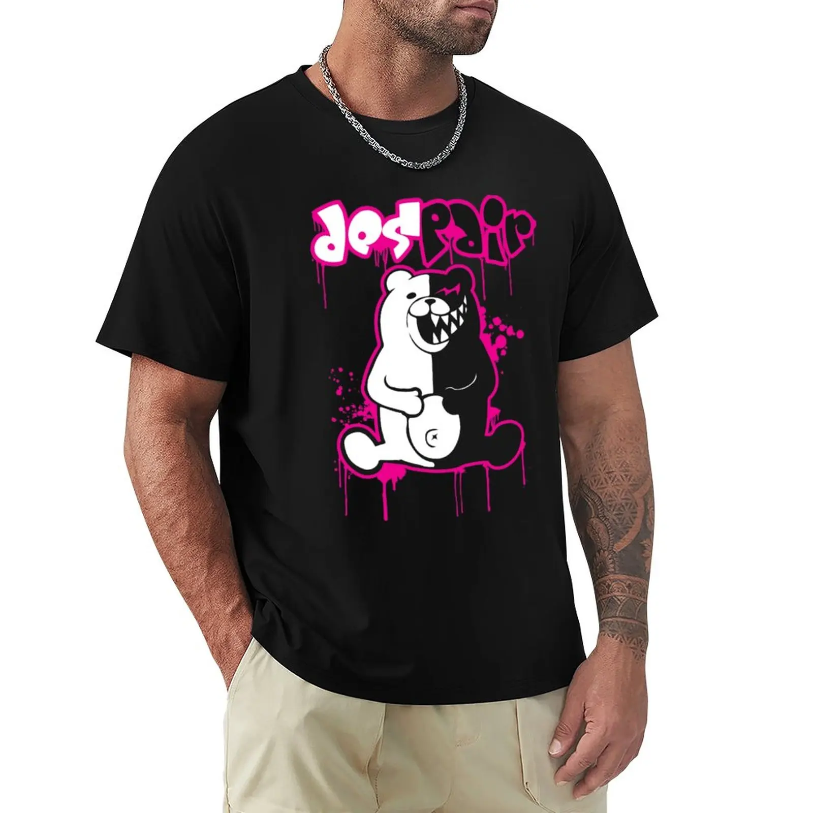 

Danganronpa- Monokuma-Despair - Pink T-Shirt blacks funnys vintage clothes plain t shirts men