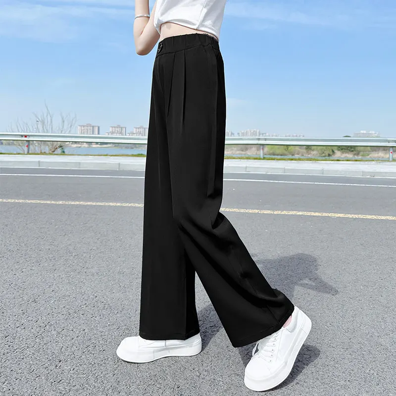 Grey Sweatpants Thin Summer Casual Wide Leg Long Pants for Girls and  Students Trousers Black - AliExpress