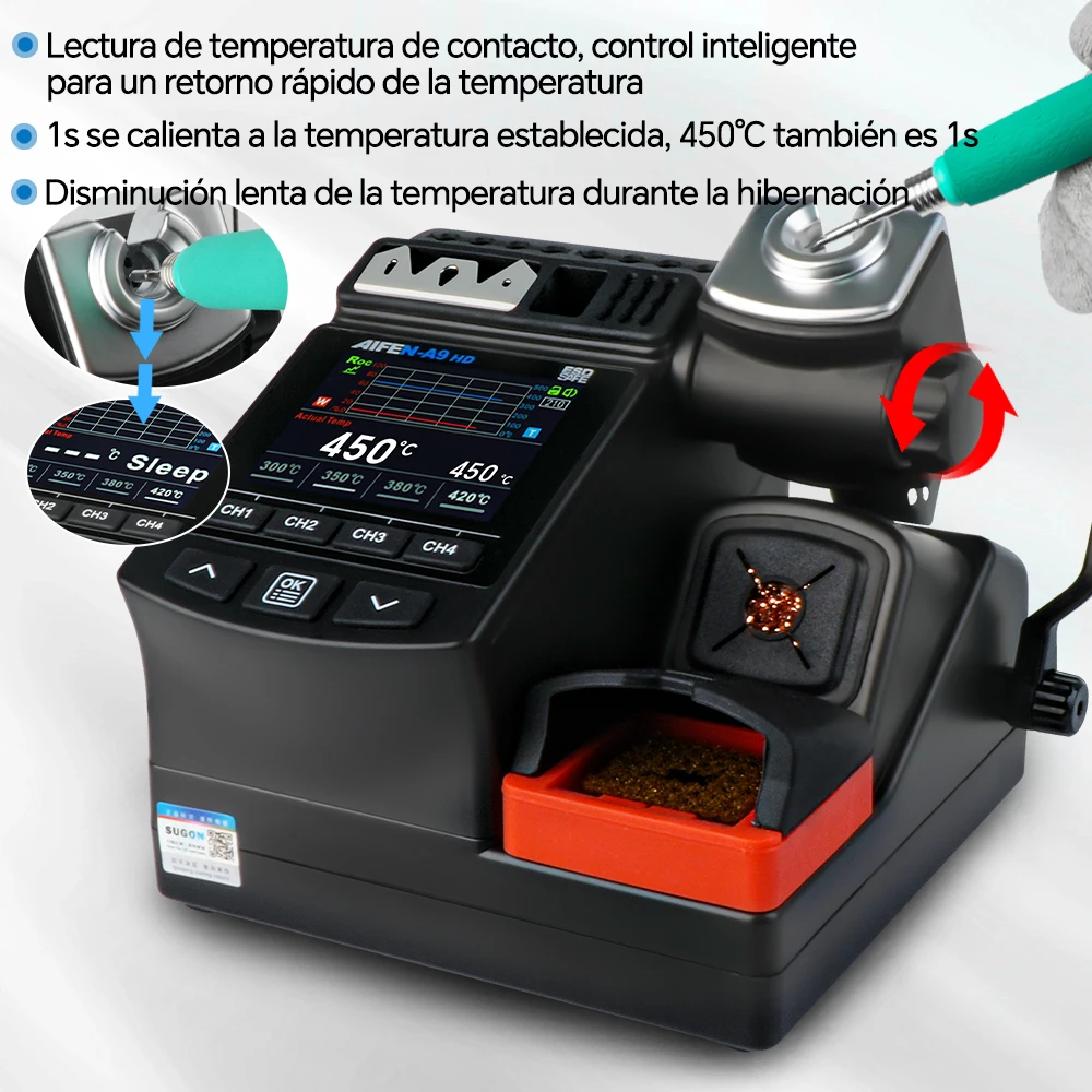 AIFEN A9HD Lötstation 180 W kompatible Lötkolbenspitze 210/245 Griffsteuerung Temperatur Schweißen Nacharbeitsstation – Detail 7