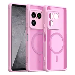 Magnetic Matte Transparent Acrylic Phone Case with Dustproof Bumper and TPU Frame - Sony Xperia 1 VIII (Pink)