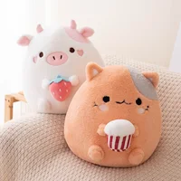 Round Adorbale Furry Plush Cow Cat Simulated Toy Stuffed Fat Cartoon Animal Doll Sleeping Pillow Cushion Children Gift Christmas 2