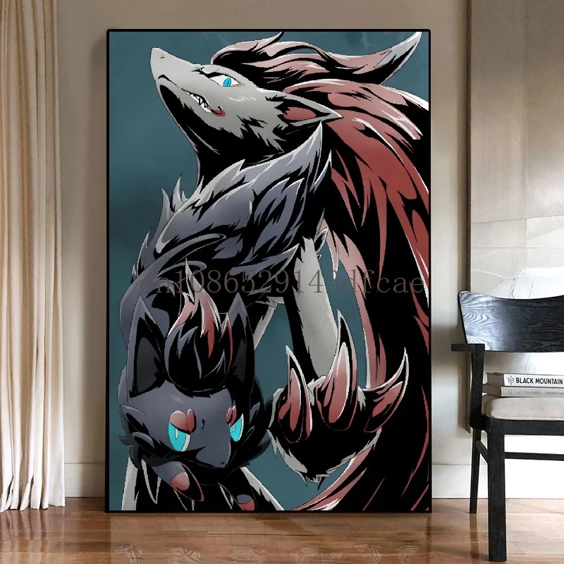 ポケモン周辺機器ゾロアークポスター,カワイイ写真アート,水彩画,子供