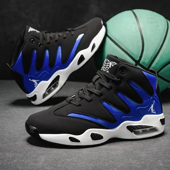 Men's Breathable Lightweight High-Top Basketball Shoes - Non-Slip Rubber Sole, Geometric Pattern Design, Suitable for Running, Training, and Casual Wear - Stylish Sneakers for All Seasons - Perfect Gift for Him, Durable Basketball Gear, Athletic Shoes 1