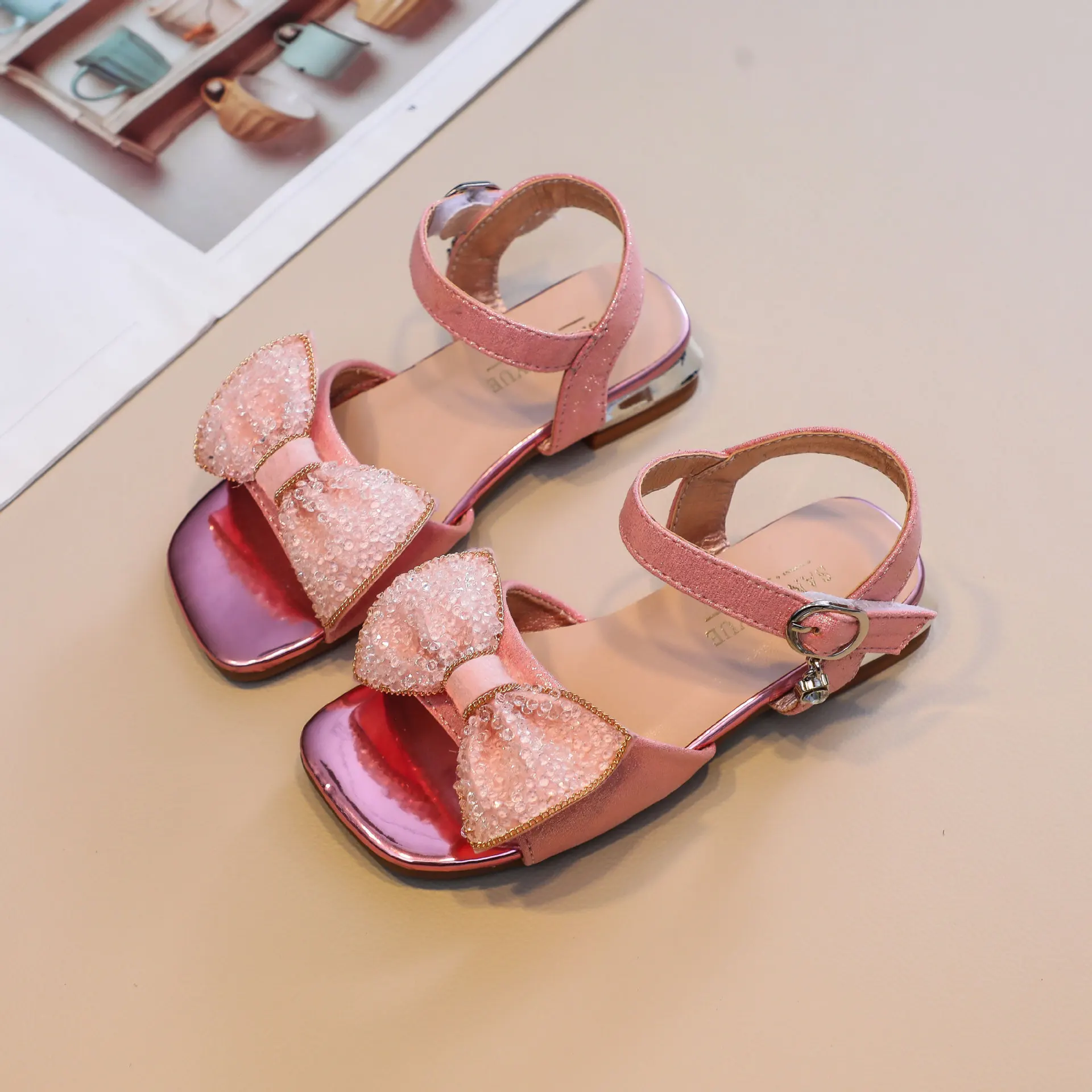 children High quality fashion korean sandals for kids girl 3 to 4 to 5 to 6  to 7 to 8 to 9 to 10 to 11 to 12 year old Pink Black