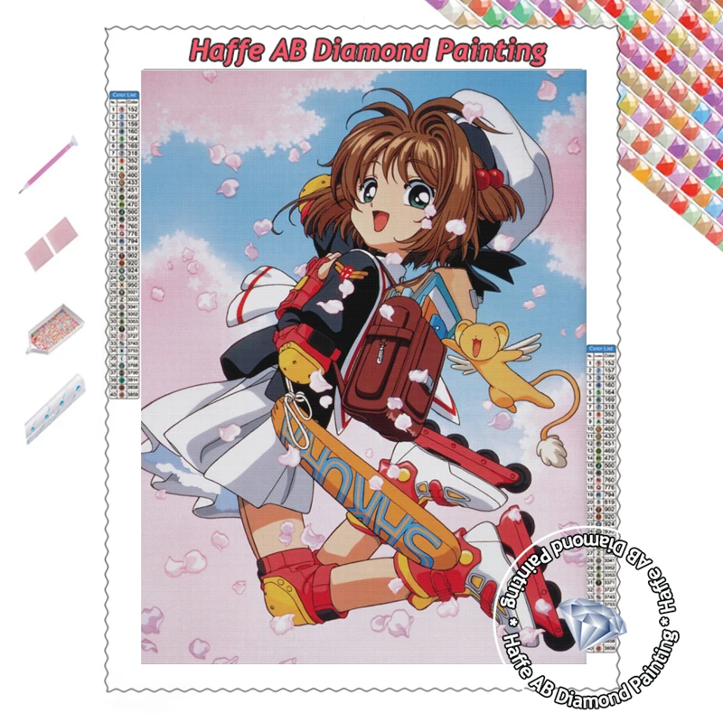 Peinture en mosaïque de diamant pour fille Sakura, kit de points de croix,  Portrait d'anime Kimono AB, broderie 5D, décoration murale pour la maison -  AliExpress