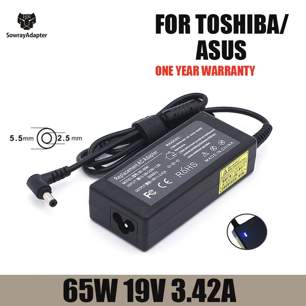 65W AC Adapter Charger for Toshiba Satellite ASUS Acer Laptop 5.5