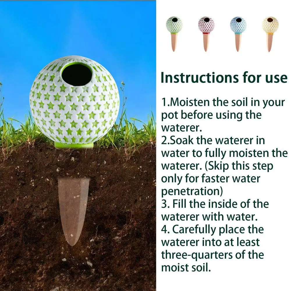 4Pcs Self Watering Planter Insert Plant Terracotta Watering Spikes Self Watering Globe Shape Plant Watering System