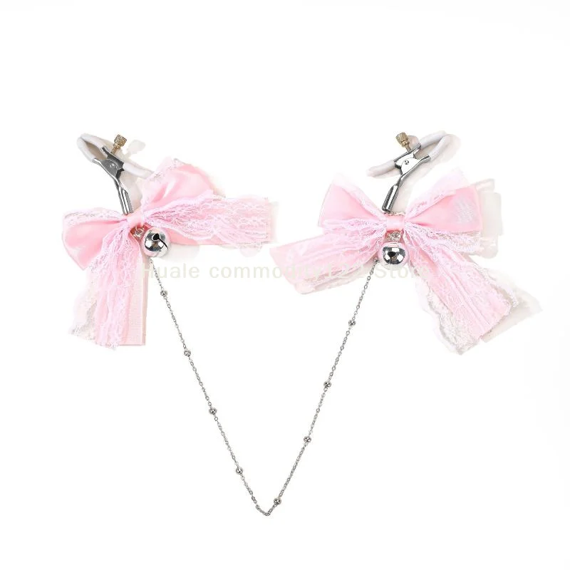 Lace Butterfly Bell Nipple Clamps With Chain For Adults_voghion.com