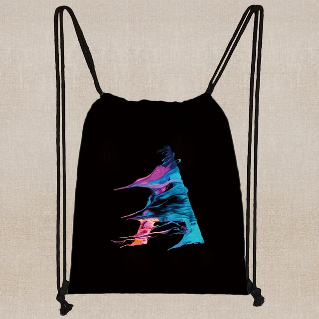 26 Initials Print Drawstring Bag Backpack Men and Women Beach Sports Travel Backpack Kid Gift Supplies Bag Portable Sundries Bag 2