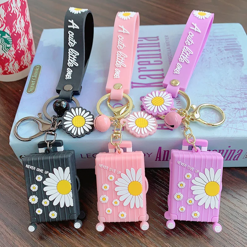 Keychain Suitcase Resin Suitcase Keychain Key Ring Daisy Pendant