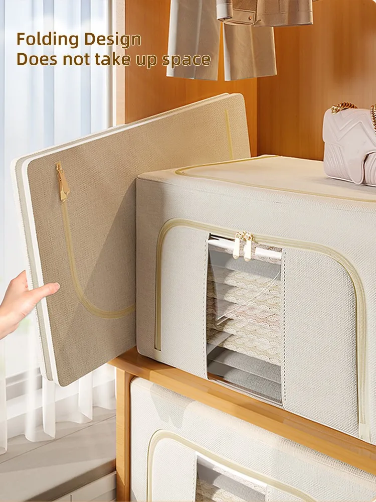 Fabric Foldable Storage Organizer Large Capacity Home Storage Box for Clothes Quilt Blanket Wardrobe Clothing Organizer 5