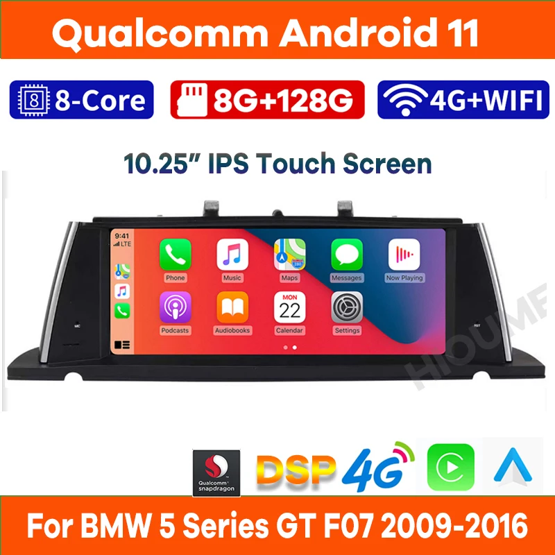 

10.25"Qualcomm 4+64G Android11 for BMW 5 Series GT F07 2009-2016 Car Multimedia Player Radio GPS Navigation Stereo Video CarPlay