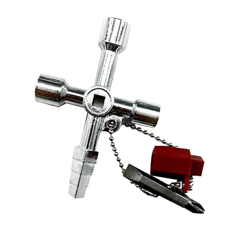 

Water Meter Key Tool Multi-Function Utility Key Heavy Duty Water Key 4 Way Portable Metal Spanner Water Utilities Key Spigot