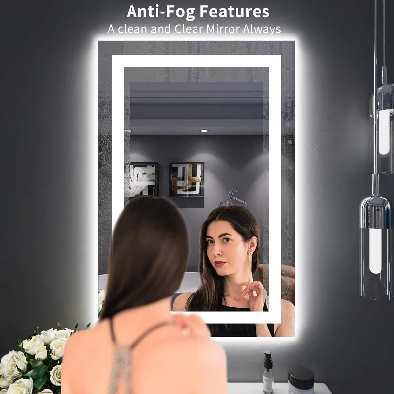 

LED Bathroom Mirror with Light, Anti-Fog, Dimmable, Lighted Wall Vanity Mirror, Memory Function, ETL Certified 24" X 36"