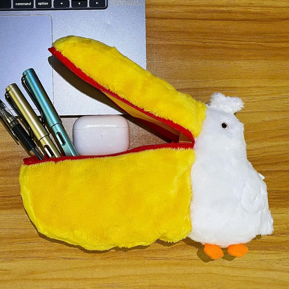 Pelican Cute Pencil Cases Plush Makeup Bag Pen Bag Stationery Storage Bag Zero Wallet Cartoon Pencil Pouch School Supplies 5
